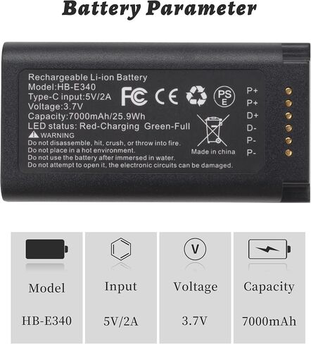 2 Pack E340 7000mAh Rechargeable Battery Pack with USB-C for Eufy Video Doorbell E340, 7000mAh High Capacity Spare Battery, Equipped with USB-C Charging Cable, Remove and Replace The Tool in Saudi Arabia