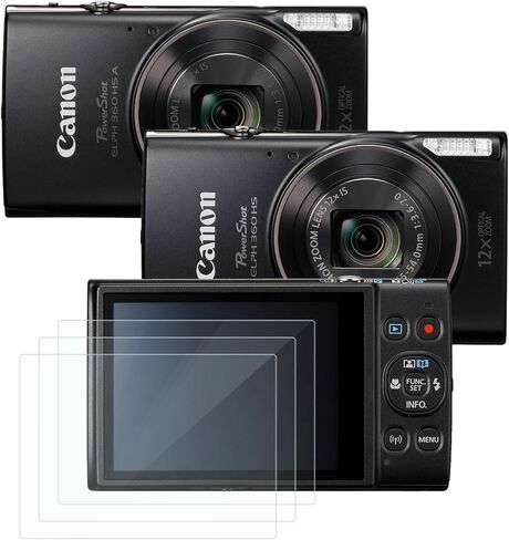 لكاميرا Canon PowerShot ELPH 360 HS واقي شاشة | واقي شاشة الكاميرا الرقمية Canon PowerShot ELPH 360 HS، [3 عبوات] فيلم زجاجي مقوى عالي الدقة [صلابة 9H] [مضاد للخدش] [خالٍ من الفقاعات] in Kuwait