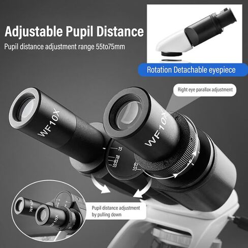 Professional Trinocular Industrial Biological Microscope 40X up to 1600X Magnification with LED Illumination Aluminum Alloy Body for Laboratory Research Education in Saudi Arabia