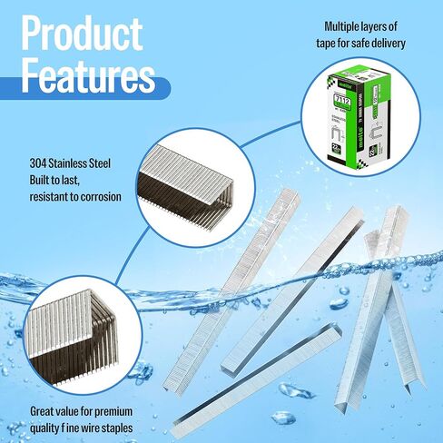 meite 71/12 22 Gauge 304 Stainless Steel Upholstery Staples, 3/8-Inch Crown with 1/2-Inch Leg Length, Heavy Duty Staples for Construction, Furniture, Crafts & DIY Projects (1 Box) in Saudi Arabia