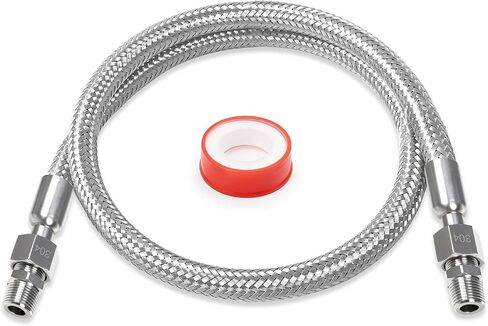 خرطوم قافز لضاغط الهواء مقاس 3/8 بوصة × 40 بوصة - قلب مموج من الفولاذ المقاوم للصدأ، غلاف حماية مضفر، 870 رطل لكل بوصة مربعة، أطراف دوارة مقاس 3/8 بوصة NPT in Kuwait