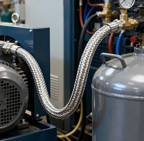 خرطوم قافز لضاغط الهواء مقاس 3/8 بوصة × 40 بوصة - قلب مموج من الفولاذ المقاوم للصدأ، غلاف حماية مضفر، 870 رطل لكل بوصة مربعة، أطراف دوارة مقاس 3/8 بوصة NPT in Kuwait