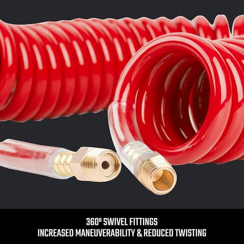 CRAFTSMAN 1/4-in x 25-ft Polyurethane Recoil Air Hose, Lightweight, Kink-Resistant, 160 PSI, with Solid Brass Fittings in Saudi Arabia