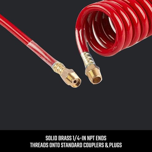 CRAFTSMAN 1/4-in x 25-ft Polyurethane Recoil Air Hose, Lightweight, Kink-Resistant, 160 PSI, with Solid Brass Fittings in Saudi Arabia