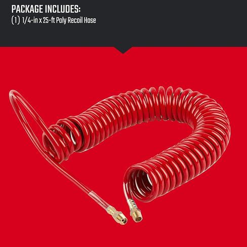 CRAFTSMAN 1/4-in x 25-ft Polyurethane Recoil Air Hose, Lightweight, Kink-Resistant, 160 PSI, with Solid Brass Fittings in Saudi Arabia