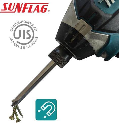 Sunflag +1 +2 +3 JIS Screwdriver Bits | 10 Piece Set | Made in Japan in Saudi Arabia