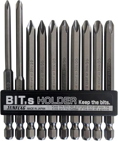 Sunflag +1 +2 +3 JIS Screwdriver Bits | 10 Piece Set | Made in Japan in Saudi Arabia