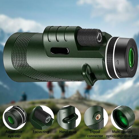 High-Definition Monocular Telescope Kit with 42mm Objective Lens - Includes Tripod, Phone Clip & Accessories for Long-Range Viewing & Outdoor Adventures, Camping, Hiking - Manual Focus, Rubber Grip in Saudi Arabia