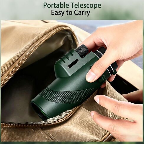 High-Definition Monocular Telescope Kit with 42mm Objective Lens - Includes Tripod, Phone Clip & Accessories for Long-Range Viewing & Outdoor Adventures, Camping, Hiking - Manual Focus, Rubber Grip in Saudi Arabia