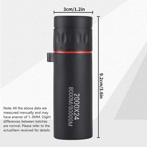 2000×24 Mini Monocular Telescope Set - Waterproof Non-Slip Optical Scope Kit with Accessories, Portable Black Outdoor for Adults in Saudi Arabia