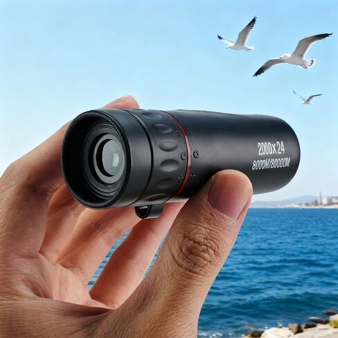 2000×24 Mini Monocular Telescope Set - Waterproof Non-Slip Optical Scope Kit with Accessories, Portable Black Outdoor for Adults in Saudi Arabia