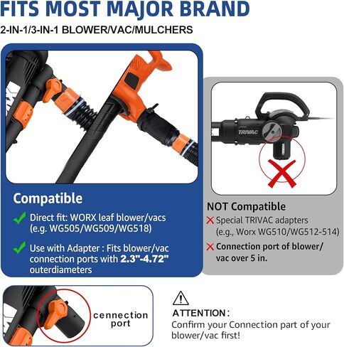 مجمع أوراق لمنفاخ أوراق الشجر من العلامات التجارية الكبرى/المكنسة الكهربائية/المعزر، خرطوم بطول 8 أقدام مع محول قابل للتعديل يناسب منافذ 2.3 بوصة - 5 بوصة in Kuwait