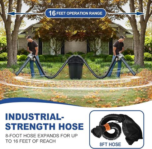 مجمع أوراق لمنفاخ أوراق الشجر من العلامات التجارية الكبرى/المكنسة الكهربائية/المعزر، خرطوم بطول 8 أقدام مع محول قابل للتعديل يناسب منافذ 2.3 بوصة - 5 بوصة in Kuwait