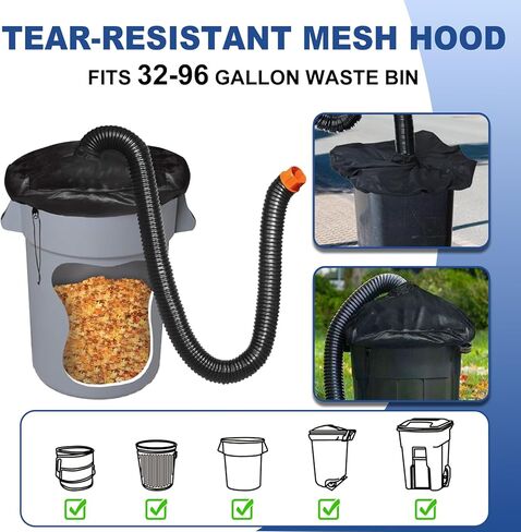 مجمع أوراق لمنفاخ أوراق الشجر من العلامات التجارية الكبرى/المكنسة الكهربائية/المعزر، خرطوم بطول 8 أقدام مع محول قابل للتعديل يناسب منافذ 2.3 بوصة - 5 بوصة in Kuwait