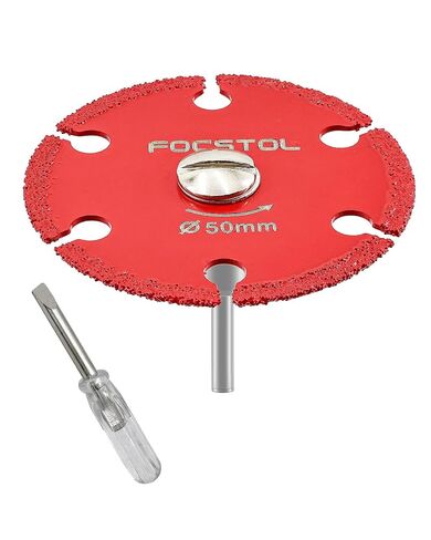 قرص قطع ماسي صغير للمعادن - FOCSTOL 5 ​​قطع 2 بوصة (50 مم) شفرة منشار معدنية و1 قطعة ساق مستديرة 3 مم لقطع أنابيب الحديد الرفيعة وصفائح الحديد الرفيعة والمسامير والمسامير in Kuwait