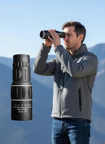 16x52 Portable High Magnification Monocular Telescope - HD Clear View for Outdoor Bird Watching & Travel, Black in Saudi Arabia