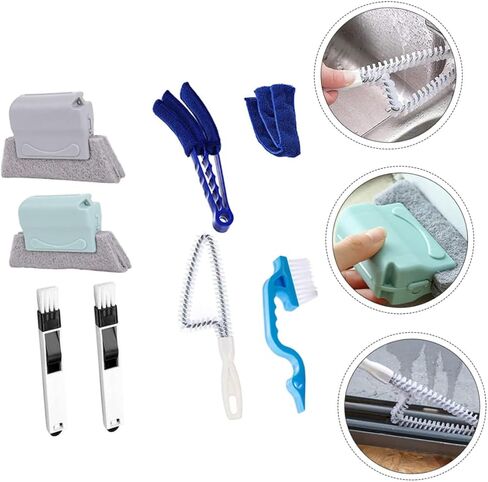8pcs Cleaning Brush Kit for Household Groove and Window Track Cleaning, Handheld Corner Duster with Air Conditioner Shutter Brush for Home Use in Saudi Arabia