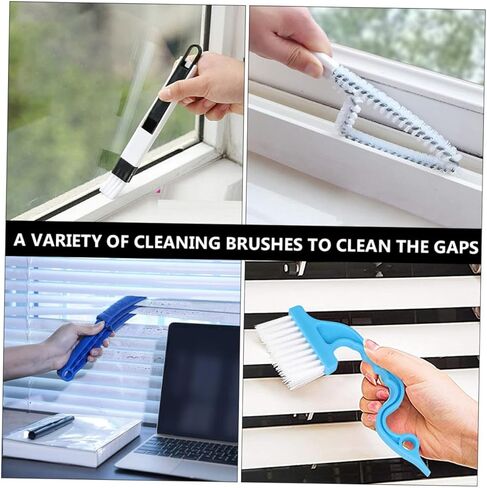 8pcs Cleaning Brush Kit for Household Groove and Window Track Cleaning, Handheld Corner Duster with Air Conditioner Shutter Brush for Home Use in Saudi Arabia