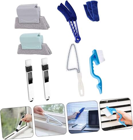 8pcs Cleaning Brush Kit for Household Groove and Window Track Cleaning, Handheld Corner Duster with Air Conditioner Shutter Brush for Home Use in Saudi Arabia