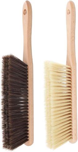 Supple Bristle Carpet Cleaning Brush 2pcs Set with Wooden Handle, Soft Dusting Bed and Rug Sweeping Brush for Home Use in Saudi Arabia