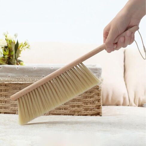 Supple Bristle Carpet Cleaning Brush 2pcs Set with Wooden Handle, Soft Dusting Bed and Rug Sweeping Brush for Home Use in Saudi Arabia