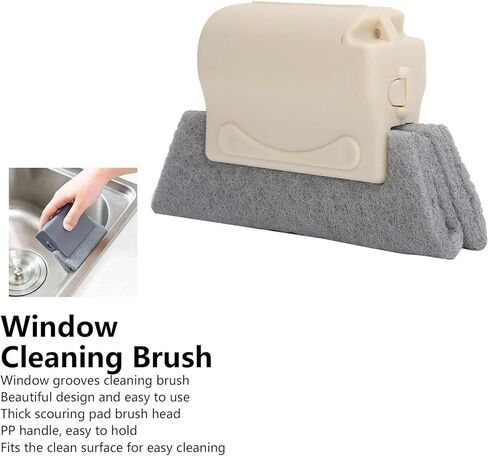 Window Cleaning Brush Grooves Cleaning Brush Handheld Crevice Cleaner Tools for Window Slides and Gaps Ideal for Window Tracks Door Tracks Corners Baseboards Beige 8cm 35g in Saudi Arabia