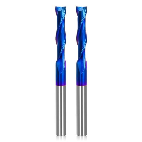 LUNYEE 2 PCS Compression Spiral Router Bits 1/4" Shank,1-1/4" Cutting Length, Extra Long 3 Inch, Carbide UP Down Cut CNC Router Bits End Mill for Carving, Wood Mortises Cutting in Kuwait