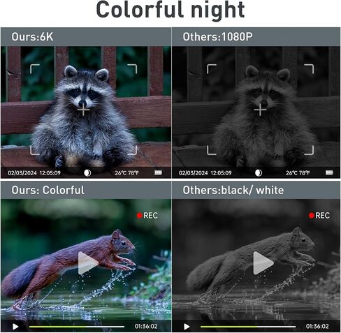كاميرا تريل ملونة كاملة 6K 64 ميجابكسل تعمل بالطاقة الشمسية واي فاي لعبة الصيد مع رؤية ليلية، بطارية مدمجة 7500 مللي أمبير في الساعة، مقاومة للماء IP67، كاميرا ميدانية نشطة بحساسية الحركة الحرارية 64 جيجابايت in Kuwait