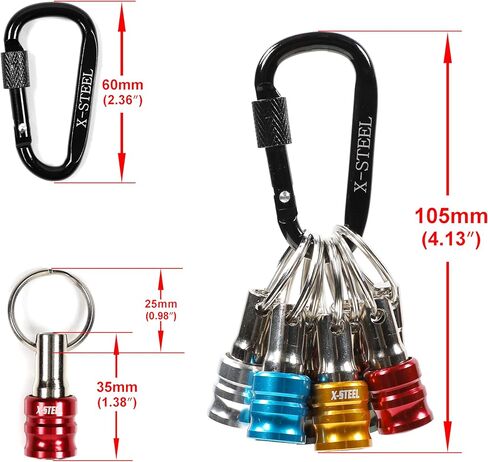 X-STEEL بت حامل سلسلة المفاتيح 6 قطع 1/4 عرافة المحمولة بت حامل مفتاح سلسلة ل سائق الجوز، مفك البراغي و لقم الثقب مفتاح سلسلة حلقة تسلق للأدوات و هدية تحسين المنزل in Saudi Arabia