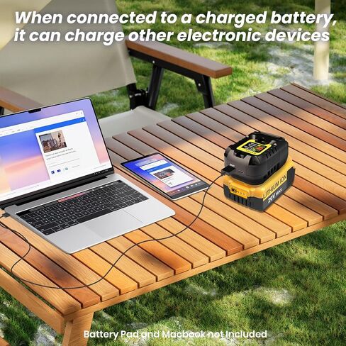 محول شاحن بطارية USB 100 وات متوافق مع بطارية ليثيوم أيون ديوالت 12 فولت/20 فولت مع مخرج USB وشحن سريع من النوع C مع الكمبيوتر المحمول الذكي للتخييم in Kuwait