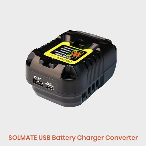 محول شاحن بطارية USB 100 وات متوافق مع بطارية ليثيوم أيون ديوالت 12 فولت/20 فولت مع مخرج USB وشحن سريع من النوع C مع الكمبيوتر المحمول الذكي للتخييم in Kuwait