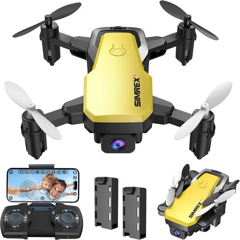 SIMREX X300C طائرة بدون طيار صغيرة مع كاميرا 720P HD FPV، طائرة بدون طيار RC كوادكوبتر قابلة للطي مع تثبيت الارتفاع، قلاب ثلاثي الأبعاد، وضع بدون رأس، التحكم في الجاذبية وبطاريتين، هدايا للأطفال والكبار والمبتدئين، أصفر in Kuwait