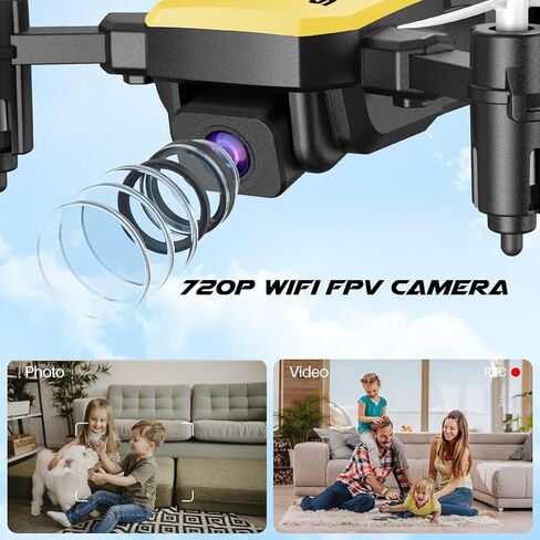 SIMREX X300C طائرة بدون طيار صغيرة مع كاميرا 720P HD FPV، طائرة بدون طيار RC كوادكوبتر قابلة للطي مع تثبيت الارتفاع، قلاب ثلاثي الأبعاد، وضع بدون رأس، التحكم في الجاذبية وبطاريتين، هدايا للأطفال والكبار والمبتدئين، أصفر in Kuwait
