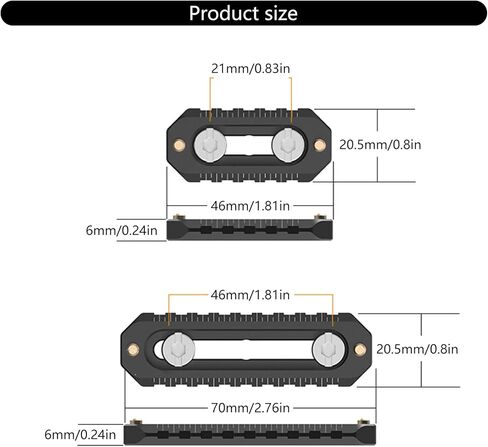 Low Profiled Small Alloy Slot Slider 46/70mm Optional for Fast and Safe Camera Component Connection Mount Quick Release Camera Cage Small Slot Slider in Saudi Arabia