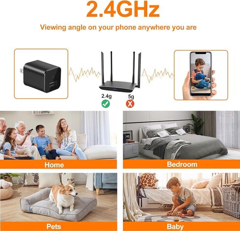 شاحن كاميرا مخفية بدقة 1080 بكسل - كاميرا تجسس صغيرة تعمل بتقنية WiFi - كاميرا أمان داخلية لاسلكية مدمجة - كاميرا صغيرة سرية مع تطبيق تغذية مباشرة in Kuwait