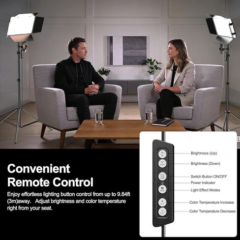 2 Pack LED Video Light Kit with 79'' Light Stand, 3000Lux Photography Lighting with Barndoor, 30W 2500K-8500K Studio Light Panel Podcast Lighting for Video Recording,Game Live Streaming in Saudi Arabia