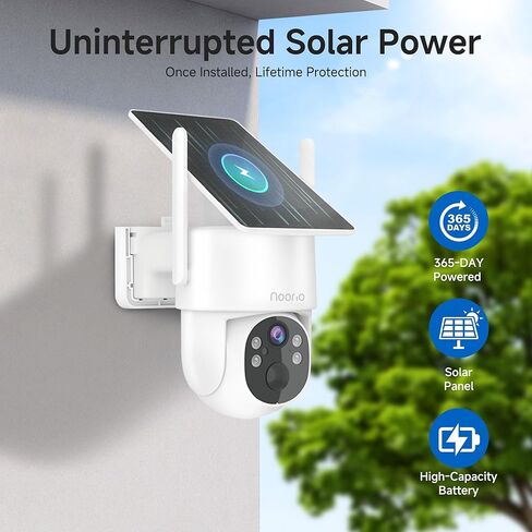 Noorio Solar Security Camera Wireless Outdoor, 2K Cameras for Home Security, 4MP 360° Camera with Dual Band WiFi 2.4/5G, AI Human Detection, Color Night Vision, Fixed Solar Panel, IP65, 2 Way Audio in Saudi Arabia