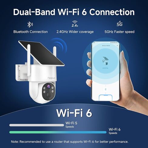 Noorio Solar Security Camera Wireless Outdoor, 2K Cameras for Home Security, 4MP 360° Camera with Dual Band WiFi 2.4/5G, AI Human Detection, Color Night Vision, Fixed Solar Panel, IP65, 2 Way Audio in Saudi Arabia