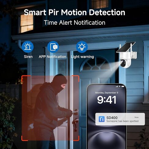 Noorio Solar Security Camera Wireless Outdoor, 2K Cameras for Home Security, 4MP 360° Camera with Dual Band WiFi 2.4/5G, AI Human Detection, Color Night Vision, Fixed Solar Panel, IP65, 2 Way Audio in Saudi Arabia