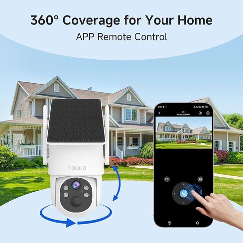Noorio Solar Security Camera Wireless Outdoor, 2K Cameras for Home Security, 4MP 360° Camera with Dual Band WiFi 2.4/5G, AI Human Detection, Color Night Vision, Fixed Solar Panel, IP65, 2 Way Audio in Saudi Arabia