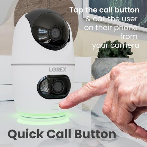 Lorex 2K Dual Lens Indoor Wi-Fi Security Camera | Auto-Tracking | 360° Pan-Tilt | Person & Pet Detection | IR Night Vision | 2-Way Talk | Call Button | Cloud & Local Storage (SD Card not Included) in Saudi Arabia