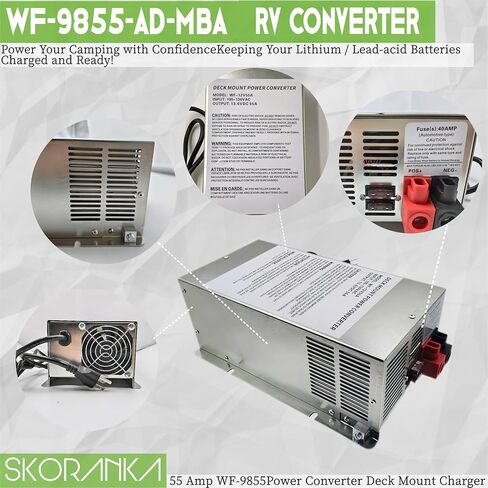 ترقية 2025 WF-9855-AD-MBA محول طاقة 55 أمبير، محول طاقة Rv لبطاريات الرصاص الحمضية والليثيوم أيون، بديل لسلسلة RV Trailer Camper 9800، WF-9855-AD/MBA/AN/LIS، ضمان 6 سنوات in Kuwait