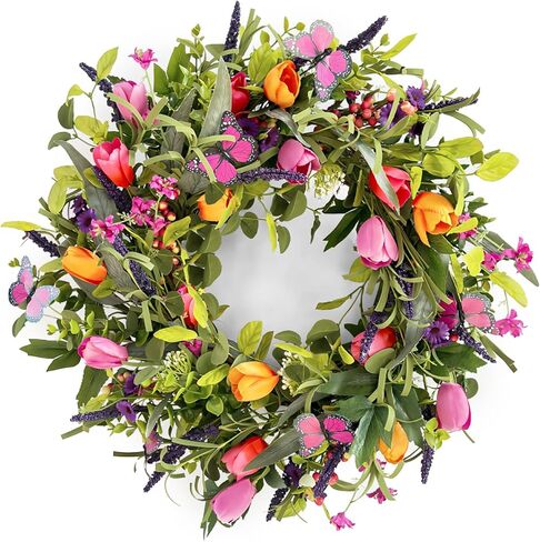 27.5 Inch Large Olive Wreath for Front Door,Handmade All-Season Outdoor Wreath with Olive Leaf Fruit, Summer Home Décor with Beaded Grass Accents for Farmhouse,Wedding in Saudi Arabia