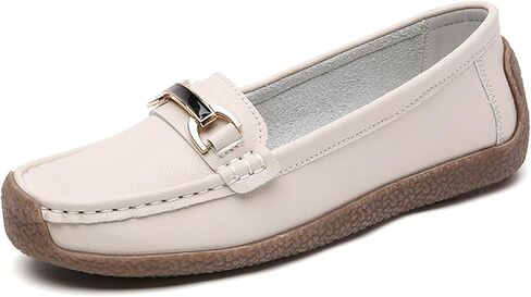 Sunporx Women's Comfortable Leather Penny Oxfords Slip-Ons Driving Cute Business Casual Dress Shoes Work Office Flats Daily Walking Shoes Wide Width in Saudi Arabia