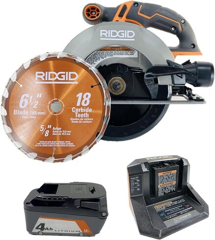 RIDGID 18V لاسلكي 6-1 / 2 بوصة مجموعة منشار دائري مع (1) بطارية 4.0 أمبير وشاحن in Kuwait