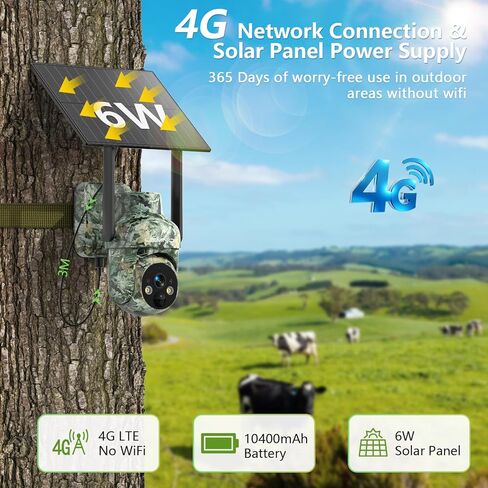كاميرات تريل خلوية 4G LTE، بطاقة SIM مدمجة وبطاقة SD، لا حاجة إلى واي فاي كاميرا تريل مع عرض مباشر 2K 360 درجة، كاميرا أمان تعمل بالطاقة الشمسية مع رؤية ليلية ملونة، كاميرا ألعاب نشطة بالحركة in Saudi Arabia