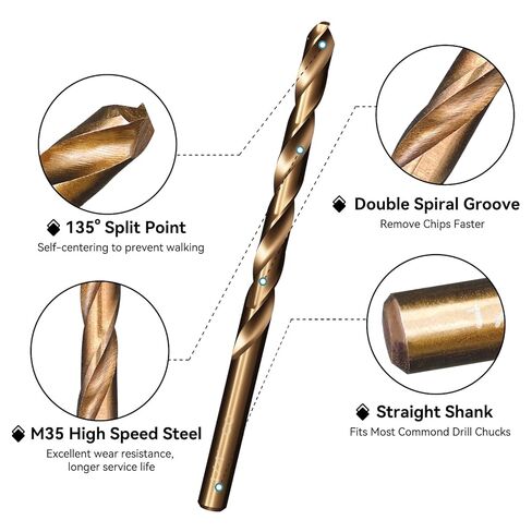Techhyren 13Pcs Cobalt Drill Bit Set，1/16"-1/4" M35 High Speed Steel Twist Jobber Drill Bits Set for Hardened Metal, Stainless Steel, Cast Iron, Wood, Plastic, with Index Storage Case in Saudi Arabia