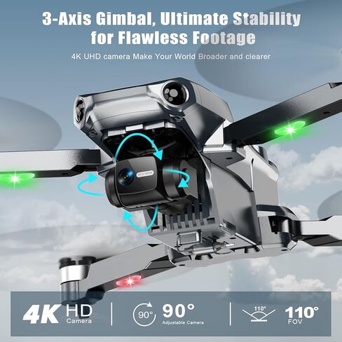 طائرة بدون طيار بنظام تحديد المواقع العالمي (GPS) مع كاميرا بدقة 4K UHD للبالغين المبتدئين، نطاق طويل يبلغ 1640 قدمًا، عودة تلقائية إلى المنزل، اتبعني، انحراف ثلاثي المحاور، تطبيق وجهاز تحكم عن بعد للتصوير الفوتوغرافي والفيديو في الهواء الطلق in Kuwait
