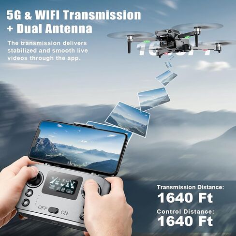 طائرة بدون طيار بنظام تحديد المواقع العالمي (GPS) مع كاميرا بدقة 4K UHD للبالغين المبتدئين، نطاق طويل يبلغ 1640 قدمًا، عودة تلقائية إلى المنزل، اتبعني، انحراف ثلاثي المحاور، تطبيق وجهاز تحكم عن بعد للتصوير الفوتوغرافي والفيديو في الهواء الطلق in Kuwait