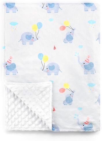 Baby Blanket for Girls, Soft Plush Floral Newborn Blankets with Pink Dotted Backing, Toddler Nursery Stroller Crib Receiving Blankets Infant, Pink Rose, 30"x40" in Kuwait